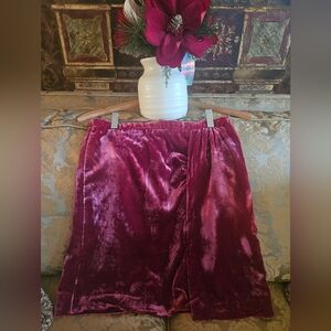 NWOT Anthropologie Velvet Mini Skirt in Rich Red
